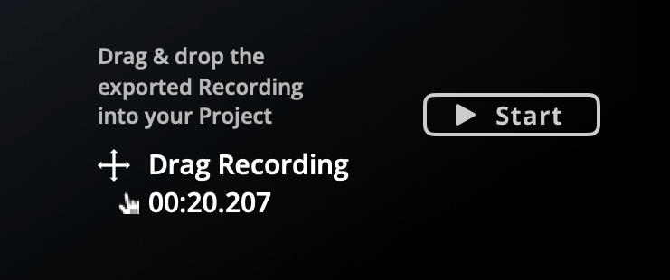 A screenshot of Krotos' drag and drop recording feature