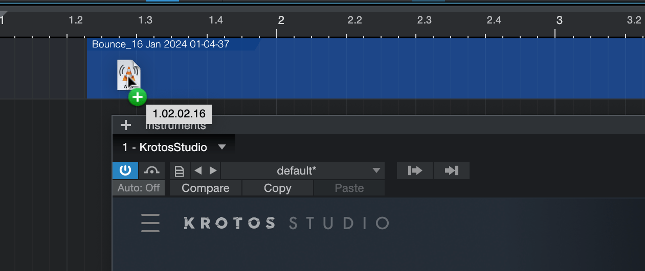 A screenshot of how to drag audio files out of Krotos into your DAW